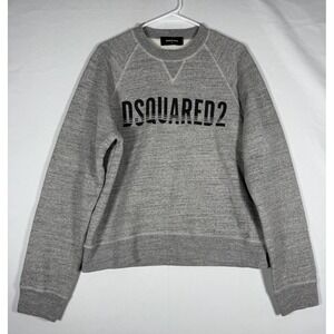Dsquared2 Sweatshirt Men's Small Gray Crew Neck Logo Print Spellout Pullover